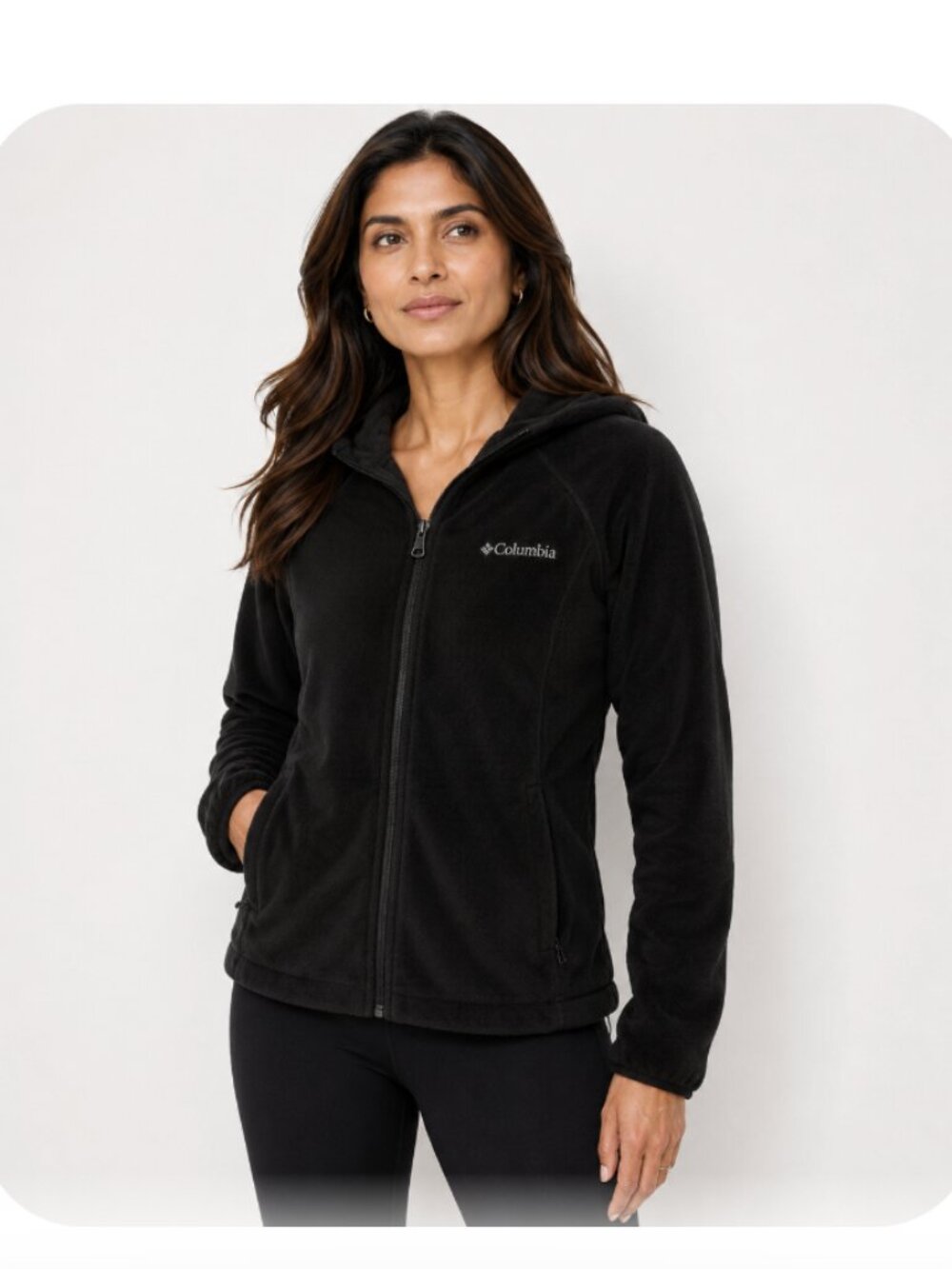 Columbia Women's Fleece Hooded Jacket Small Black Hoodie